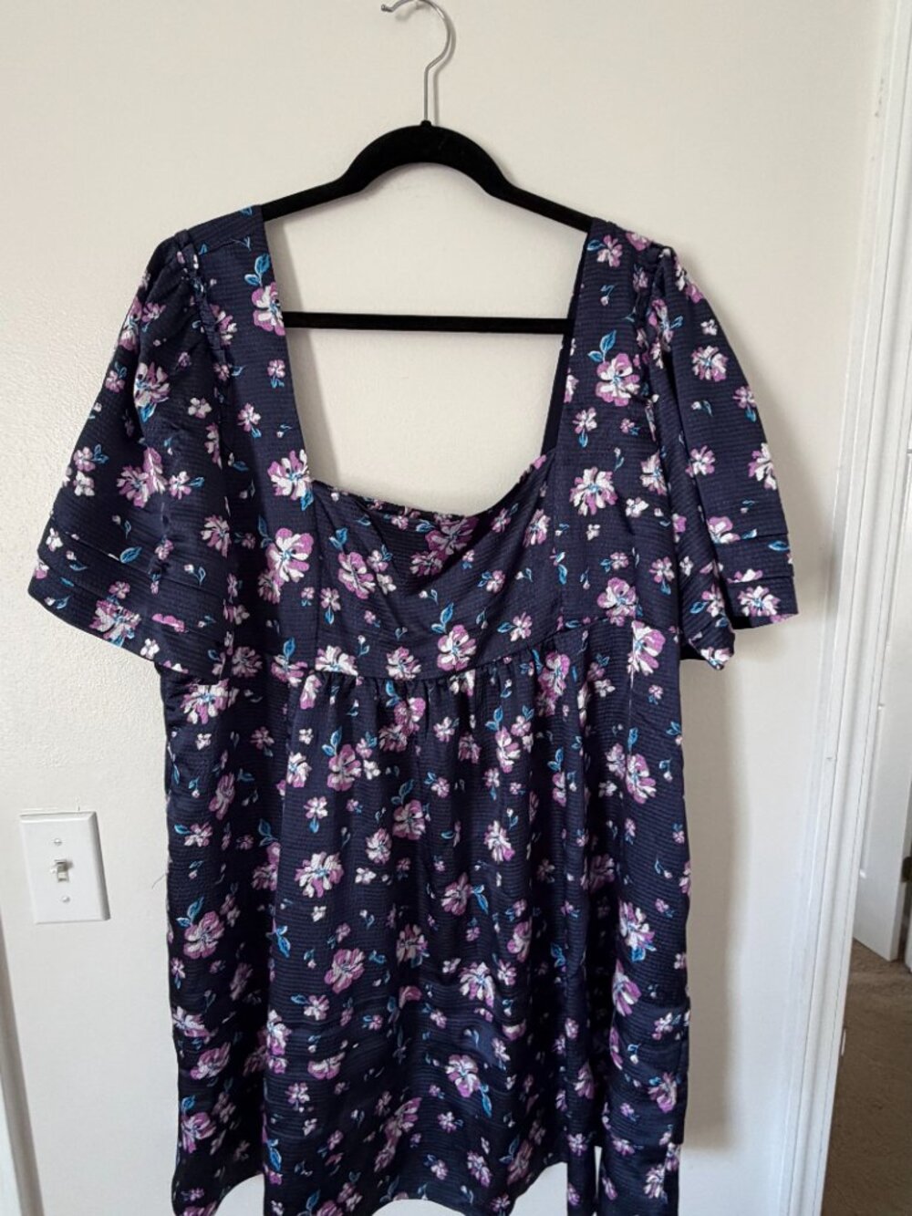 Draper James Navy Floral Dottie Babydoll Dress in Zinnia - XXL